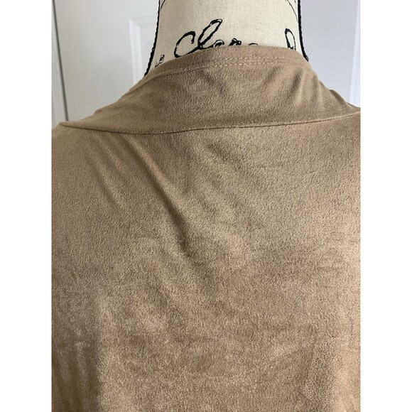 Per Seption Concept Vest Size XL Open Front Cardigan Brown Faux Suede Sleeveless - Picture 7 of 10